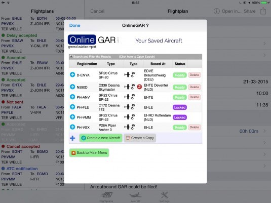 Online GAR filing right from within our flightplan app.